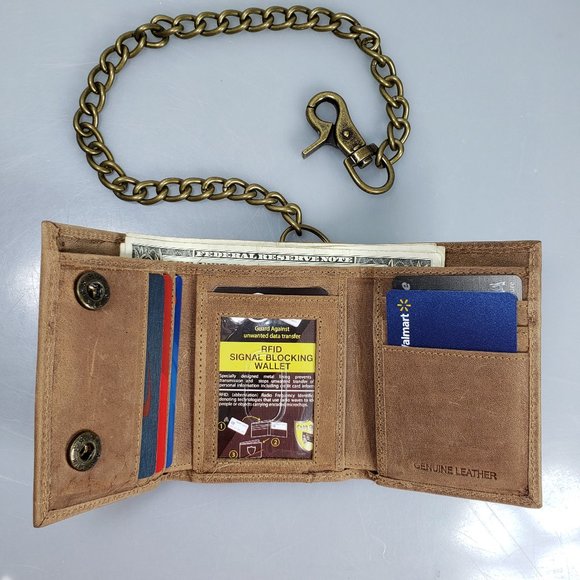 Men's RFID Blocking Motorcycle Wallet With Chain - Picture 7 of 13